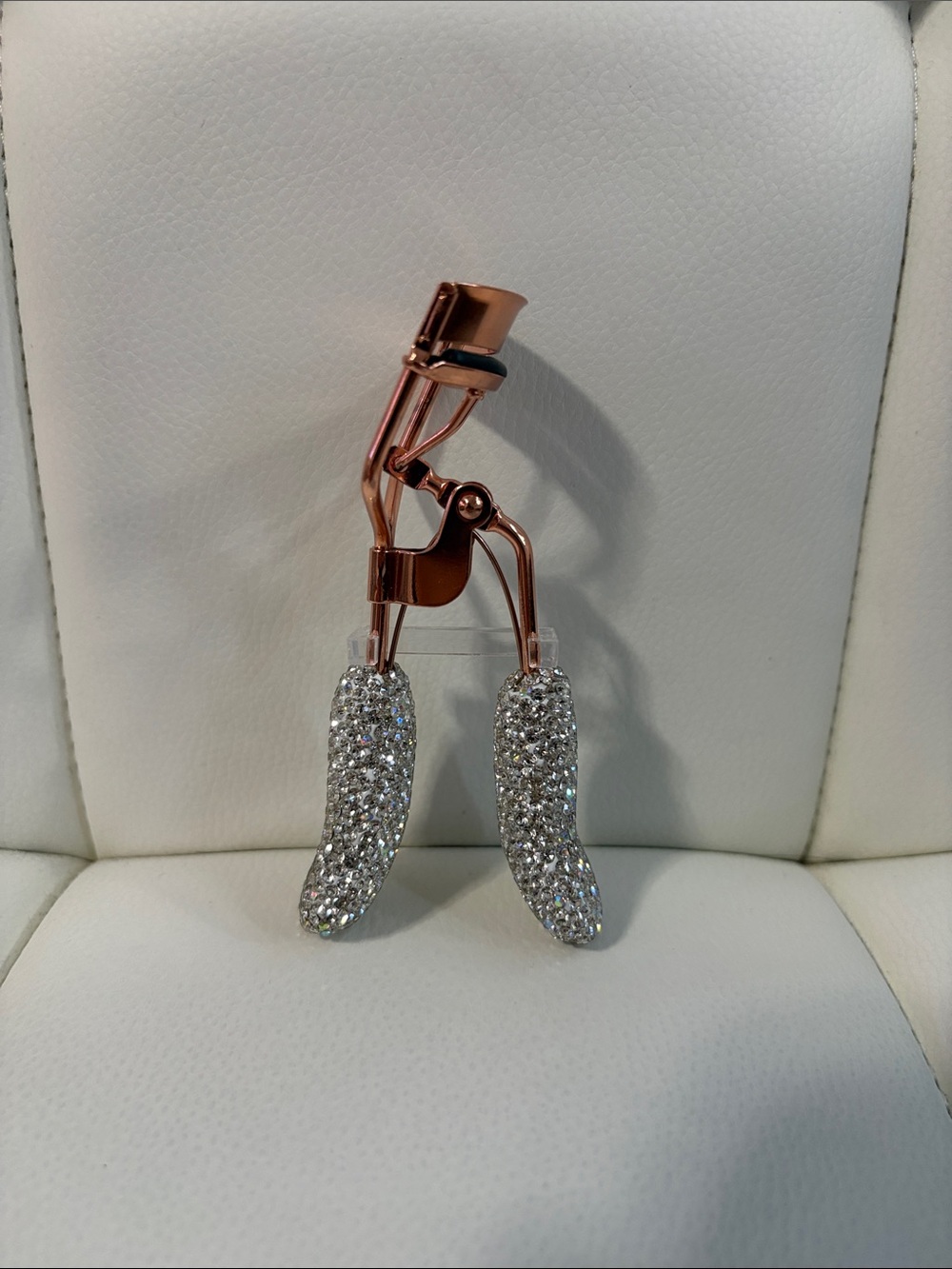 Rose Gold Eyelash Curler with Rhinestone Handles